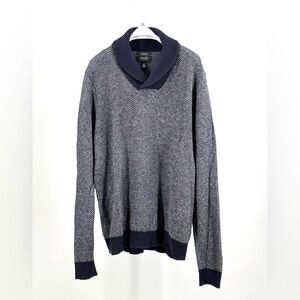 Nordstrom Men’s Shop Navy Cotton Cashmere Shawl Collar Sweater Size L